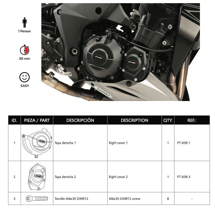 Puig Engine Protective Covers | Kawasaki Z1000 (SE) 2014-20 image 5