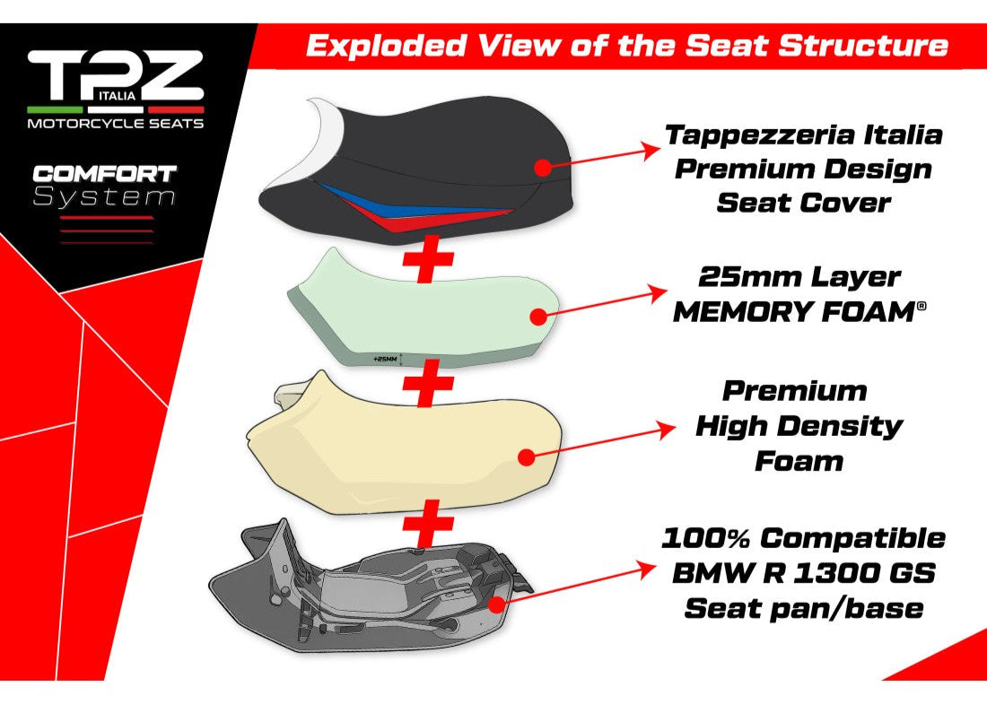 Sella completa riscaldata rialzata TPZ Italia Dorfen BMW R1300GS 2023-25 image 6