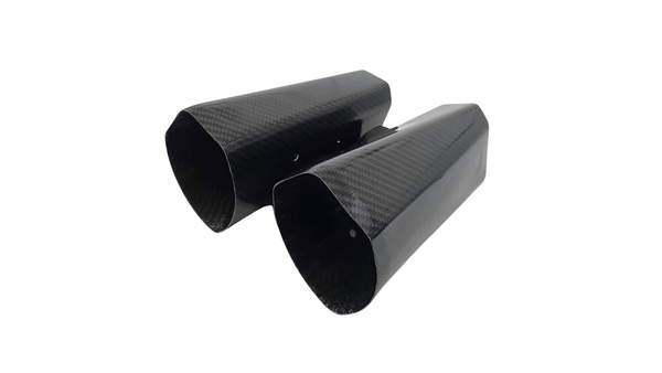 Termignoni Replacement Trioval Carbon Sleeves for the Titanium Front Exit Silencer for the Ducati Panigale Series. Available at Motorcycle Performance Store.