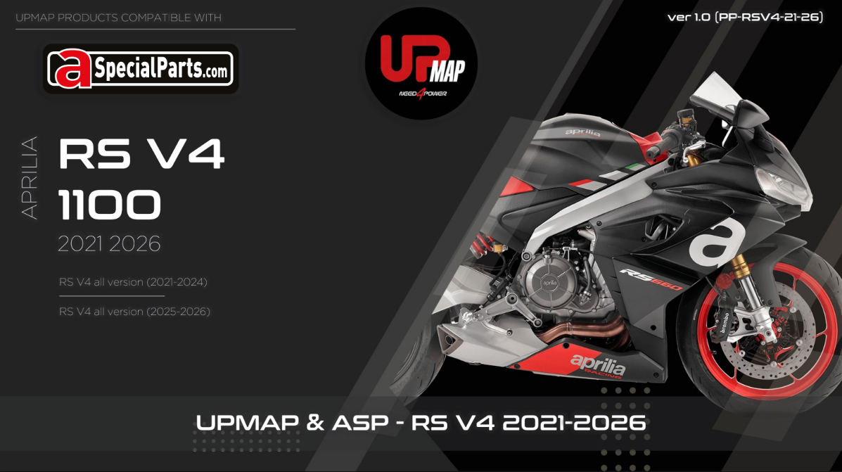 UpMap T800+ for the Aprilia RSV4 (2009-26). Available at Motorcycle Performance Store.