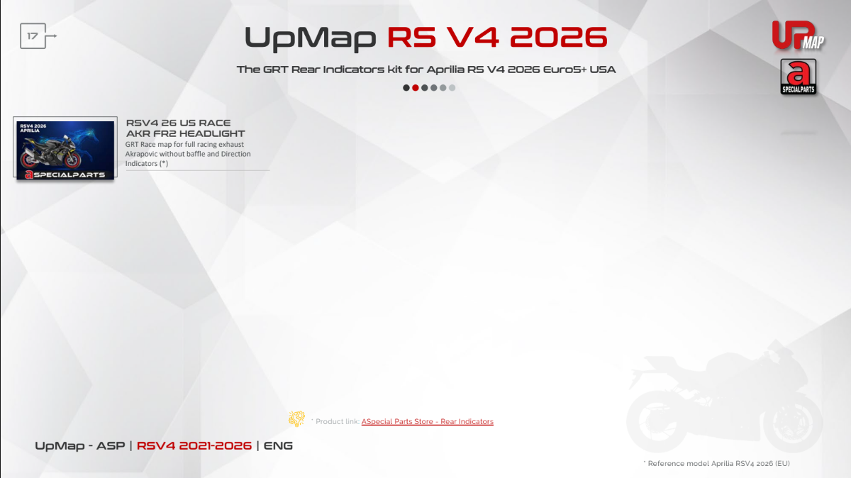 UpMap T800+ for the Aprilia RSV4 (2009-26). Available at Motorcycle Performance Store.