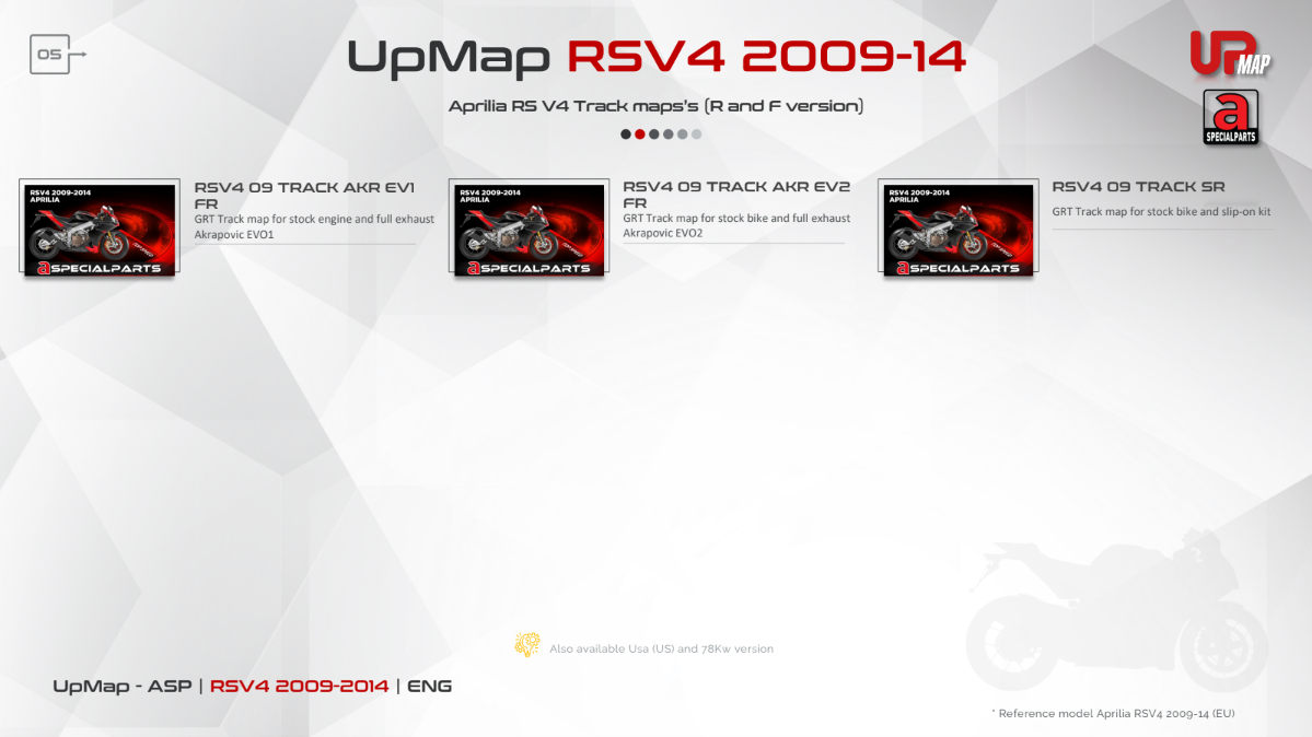 UpMap T800+ for the Aprilia RSV4 (2009-26). Available at Motorcycle Performance Store.