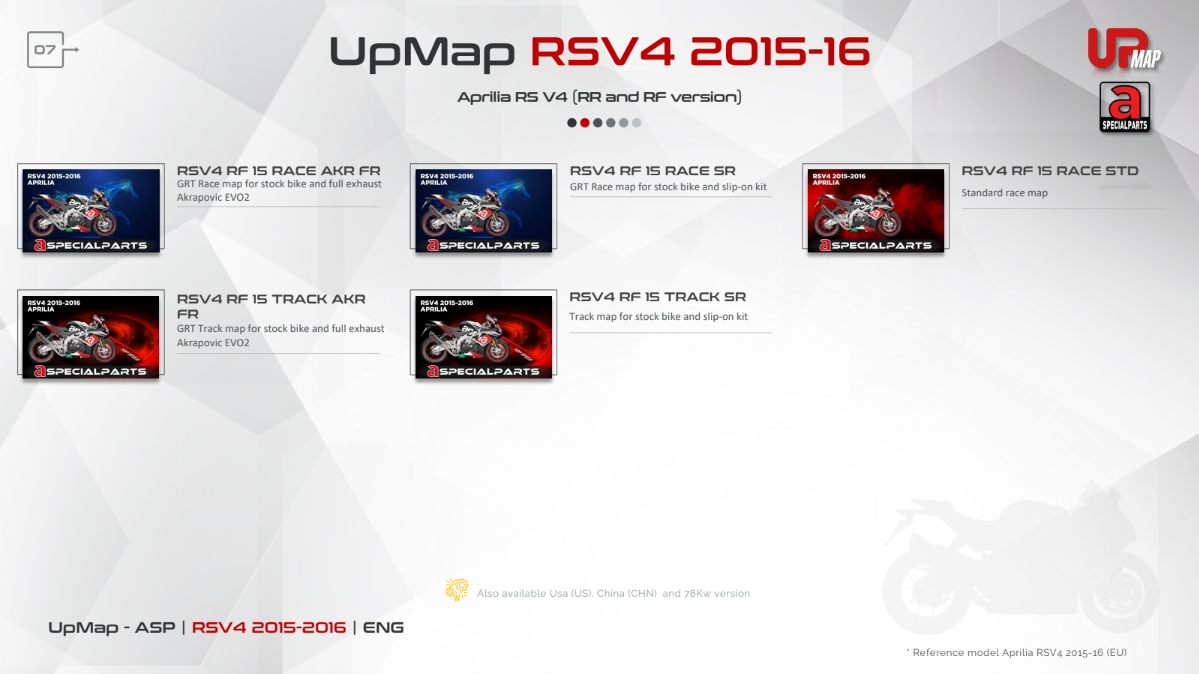 UpMap T800+ for the Aprilia RSV4 (2009-26). Available at Motorcycle Performance Store.