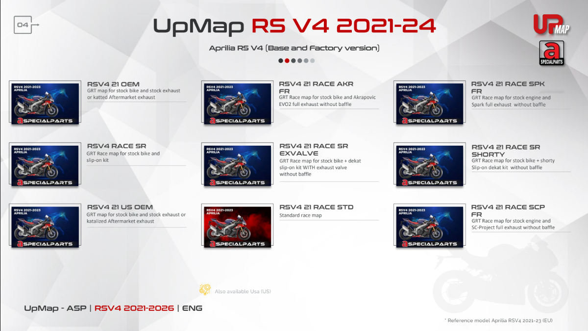 UpMap T800+ for the Aprilia RSV4 (2009-26). Available at Motorcycle Performance Store.