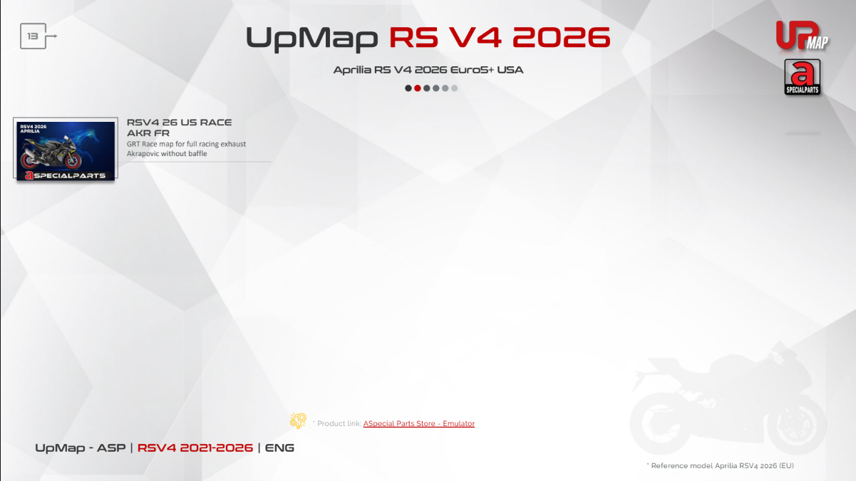 UpMap T800+ for the Aprilia RSV4 (2009-26). Available at Motorcycle Performance Store.