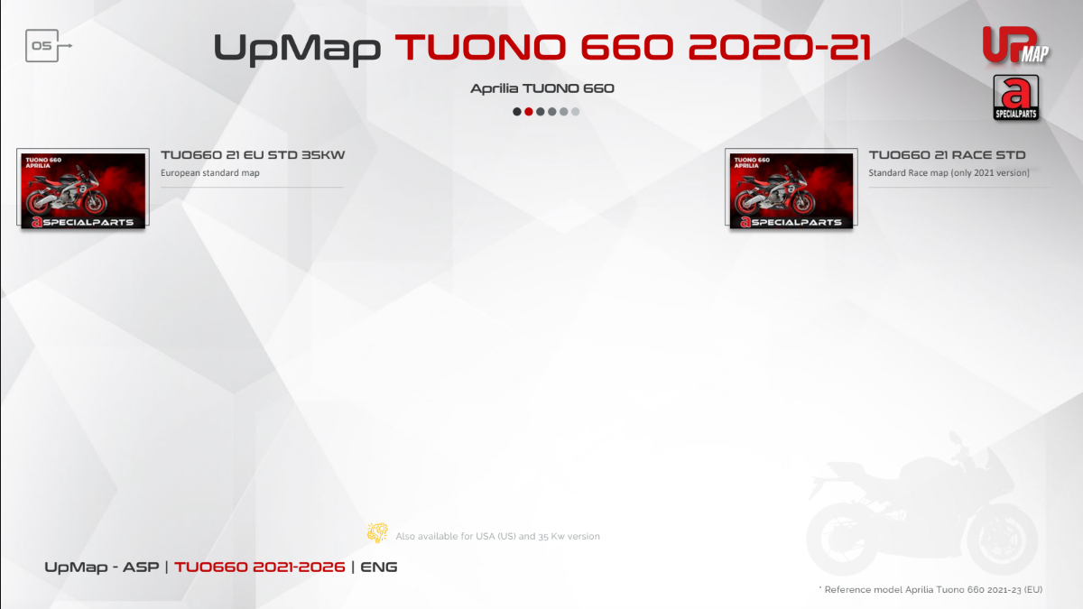 UpMap T800+ for the Aprilia Tuono 660 (2021-26). Available at Motorcycle Performance Store.
