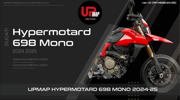 UpMap T800+ for the Ducati Hypermotard 698 Mono (2024-25). Available at Motorcycle Performance Store.