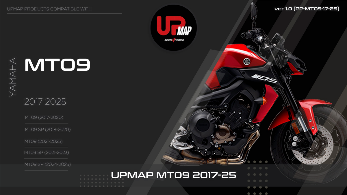 UpMap T800+ for the Yamaha MT-09 (2021-25), Available at Motorcycle Performance Store.