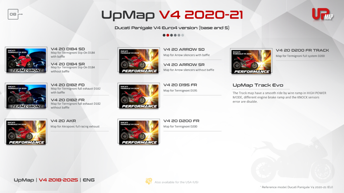 UpMap T800+ for the Ducati Panigale V4 (2018-25). Available at Motorcycle Performance Store.