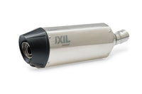 Ixil Hexoval Xtrem silencer fitted to Zontes 368 Adventure with satin stainless steel body and black end cap