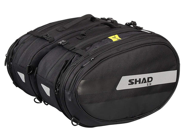 SHAD SL58 expandable motorcycle saddle bags 58 litre soft panniers with waterproof covers and reflective panels_7