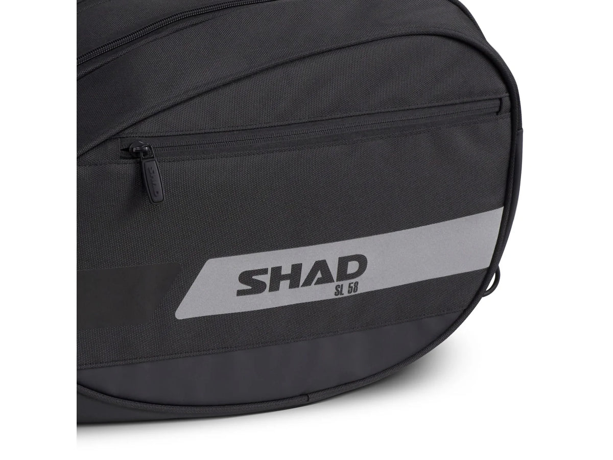 SHAD SL58 expandable motorcycle saddle bags 58 litre soft panniers with waterproof covers and reflective panels_5