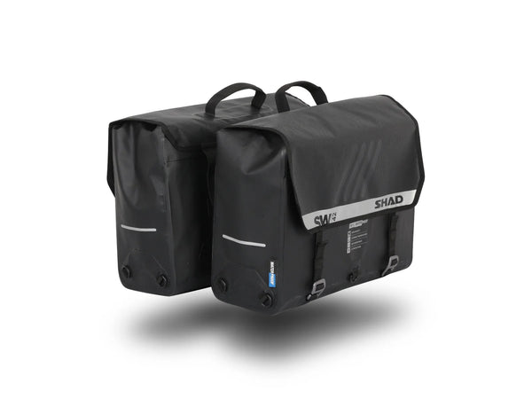 SHAD SW42 waterproof side bags 25L per bag. Durable adventure panniers with IPX5 protection, reflective details and secure mounting options._1