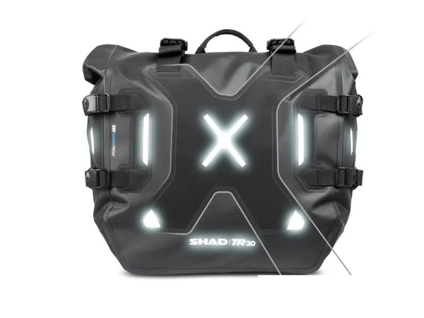 SHAD TR30 waterproof panniers 30 litre motorcycle soft luggage with quick release lock system and reinforced base_1