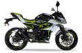 IXIL L3X Black Hyperlow dual-outlet slip-on exhaust silencer for Kawasaki Z125 2019-2026 with two removable dB killers