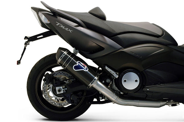 Termignoni Relevance carbon fibre full exhaust system fitted to Yamaha T-Max 530 2012-2016