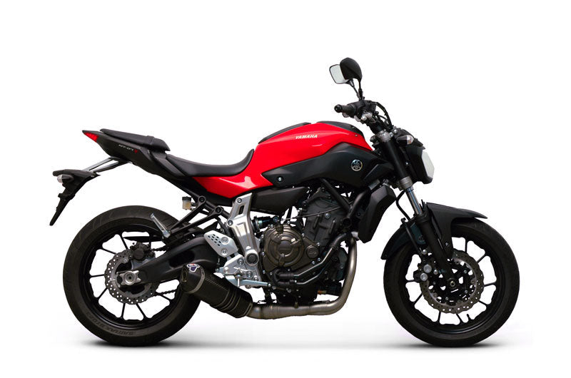 Termignoni Relevance Carbon Full 2-1 Exhaust System for Yamaha MT-07 2014-20 with carbon fibre silencer, stainless steel collectors and removable dB killer