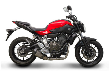 Termignoni Relevance Titanium Full 2-1 Exhaust System for Yamaha MT-07 2014-20 with stainless steel collectors, carbon fibre end cap and removable dB killer