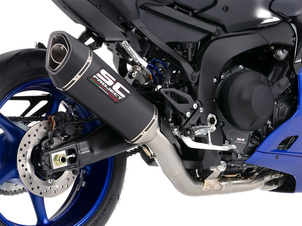 SC Project SC1-R carbon fibre full exhaust system for Yamaha YZF-R9 2025-2026 with stainless headers titanium link pipe and carbon heat shield
