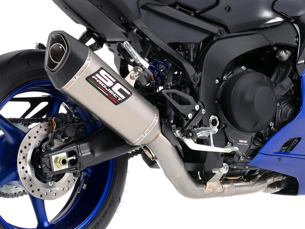 SC Project SC1-R titanium full exhaust system for Yamaha YZF-R9 2025-2026 with stainless headers titanium link pipe and carbon heat shield
