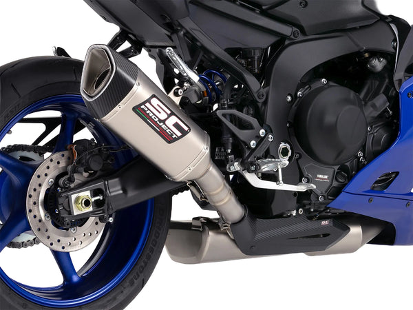 SC Project SC1-R titanium full exhaust system for Yamaha YZF-R9 2025-2026 with stainless headers and carbon heat shield