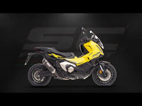 SC-Project SC1-X carbon fibre slip-on silencer fitted to Honda X-ADV 750 2025-2026 with carbon heat shield