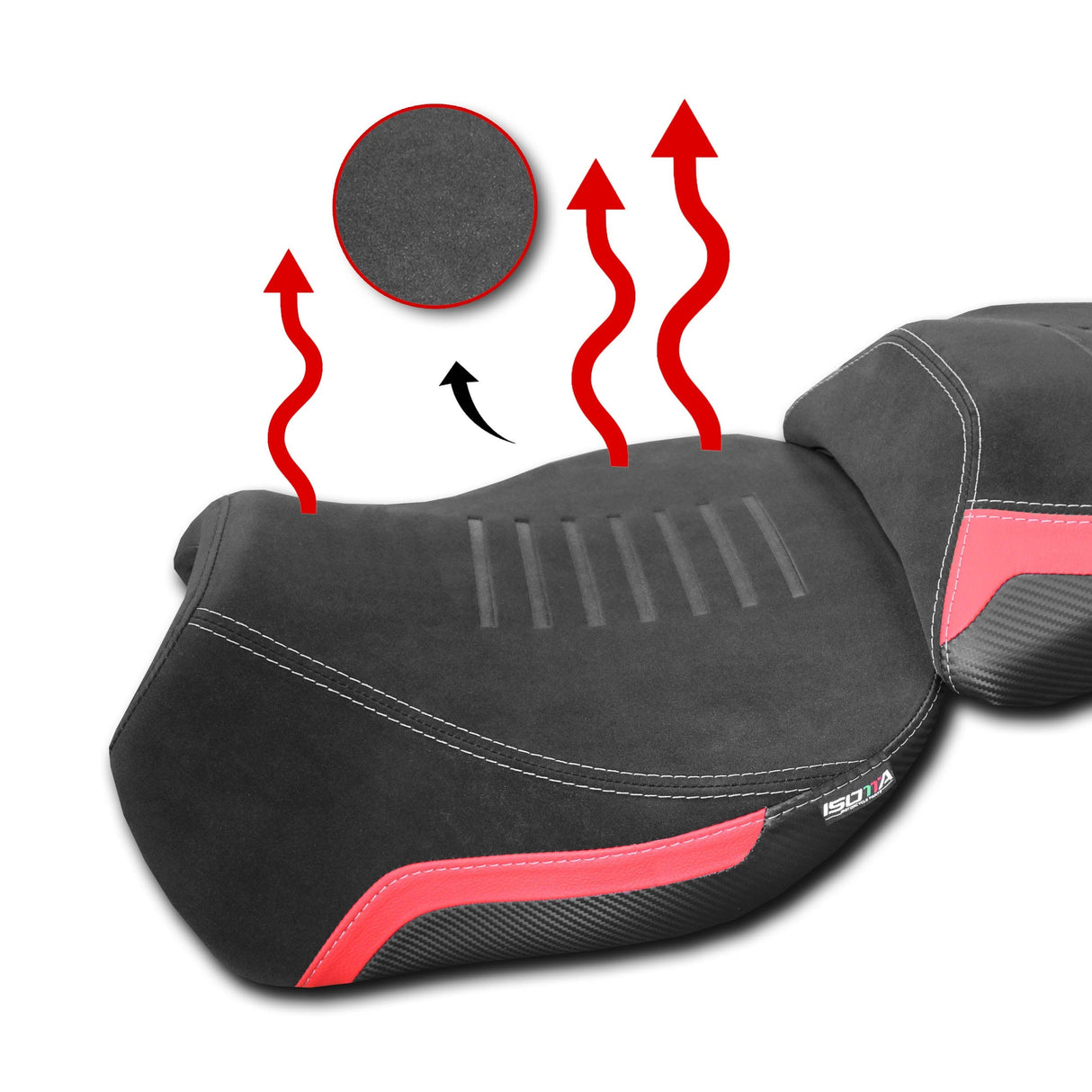 Isotta Heated Rider Comfort Seat Black/Red Ducati Multistrada V4 2021-26