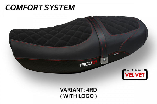 TPZ Italia Natal Total Black velvet Comfort system Seat Cover Kawasaki Z900RS 2018-24 Motorcycle Seat Covers TPZ Italia