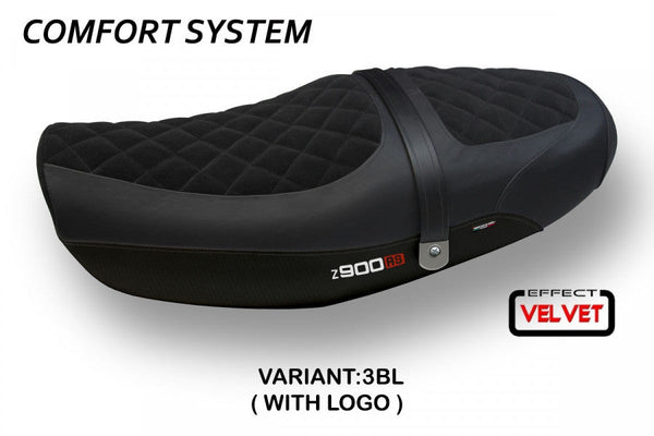 TPZ Italia Natal Total Black velvet Comfort system Seat Cover Kawasaki Z900RS 2018-24 Motorcycle Seat Covers TPZ Italia