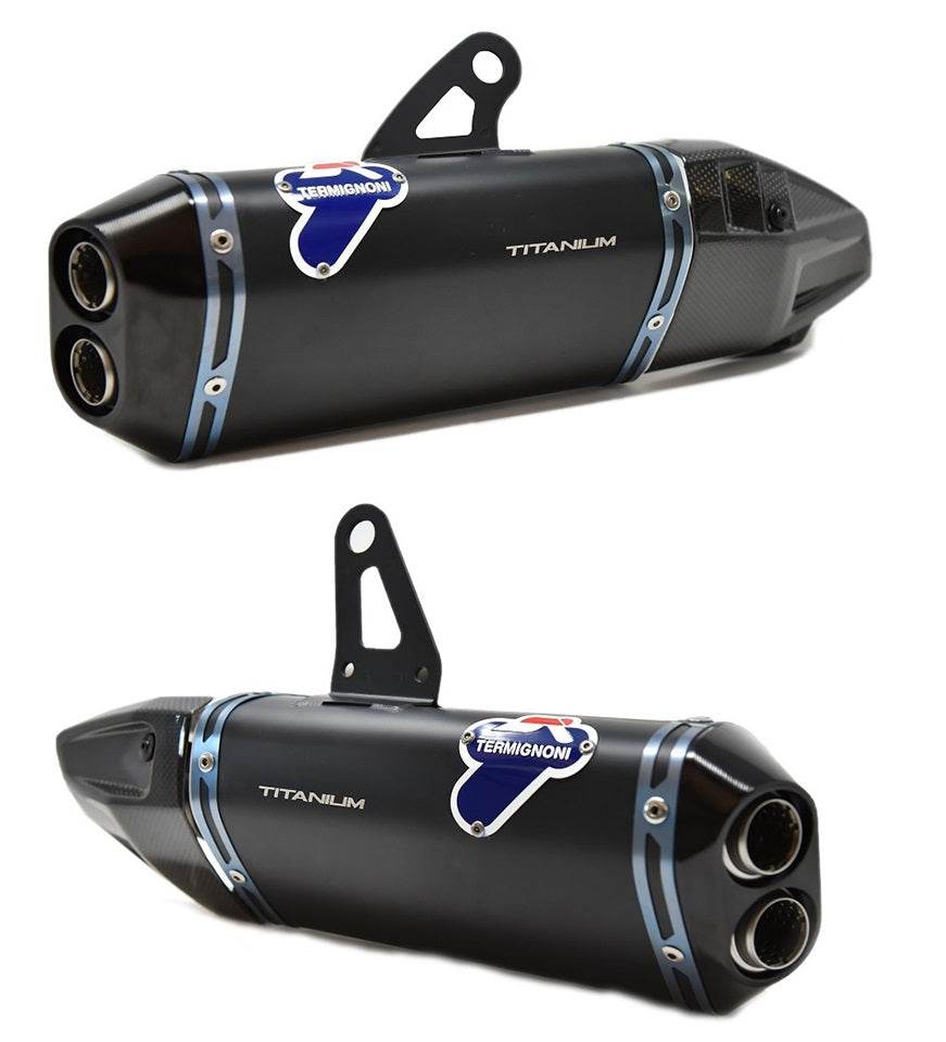 Termignoni Black Titanium Silencers Ducati Panigale V4 (R,S) 2018-24 - Motorcycle Performance Store