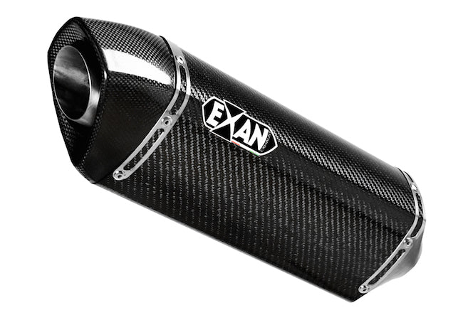 Exan Oval X-Black Carbon Silencer Aprilia RSV4 - 2009-14 - Motorcycle Performance Store 