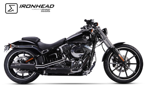 IRONHEAD HC1-3B Dual Black Silencers - Harley Davidson Softail Breakout 2013-16 - Motorcycle Performance Store 