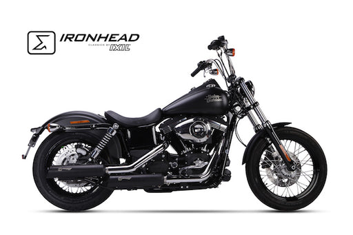 Ironhead HC1-3C Black Silencers Harley Davidson Dyna Street Bob 2006-16 - Motorcycle Performance Store 