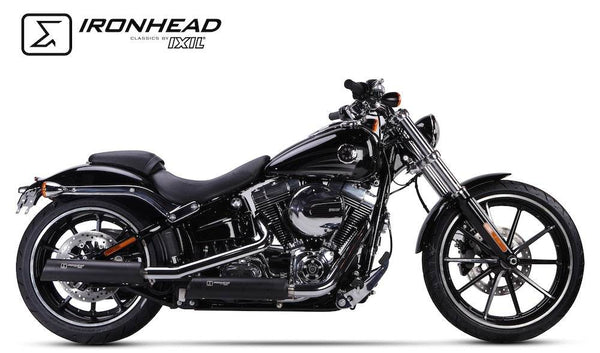 IRONHEAD HC1-3B Dual Black Silencers - Harley Davidson Softail Breakout 2013-16 - Motorcycle Performance Store