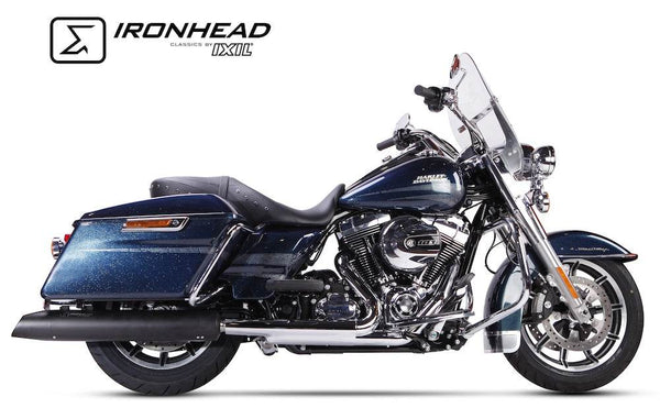 IRONHEAD HC2-1B Dual Black Silencers Harley Davidson Touring Road King - 2006-16 - Motorcycle Performance Store