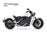 Ironhead Round Dual Silencers Indian Scout / Bobber 2015-23 - Motorcycle Performance Store