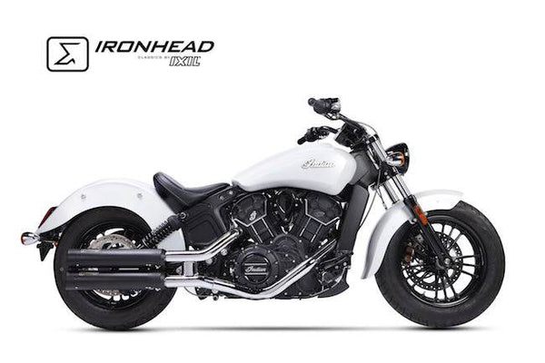Ironhead Round Dual Silencers Indian Scout / Bobber 2015-23 - Motorcycle Performance Store