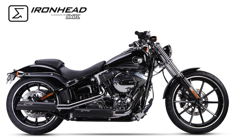 IRONHEAD HC1-3B Dual Black Silencers - Harley Davidson Softail Breakout 2013-16