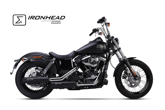 Ironhead HC1-3C Black Silencers Harley Davidson Dyna Street Bob 2006-16