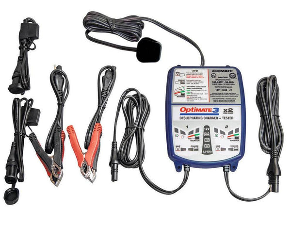 OptiMate 3 Dual Bank 12V Charger / Optimiser - Motorcycle Performance Store