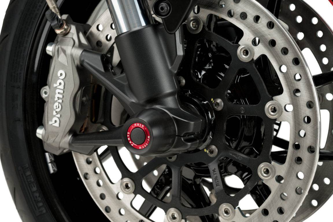 Puig PHB19 Front Fork Protector for Ducati Monster 937 and Plus 2021-25 and Monster SP 2023-25 in Black machined nylon