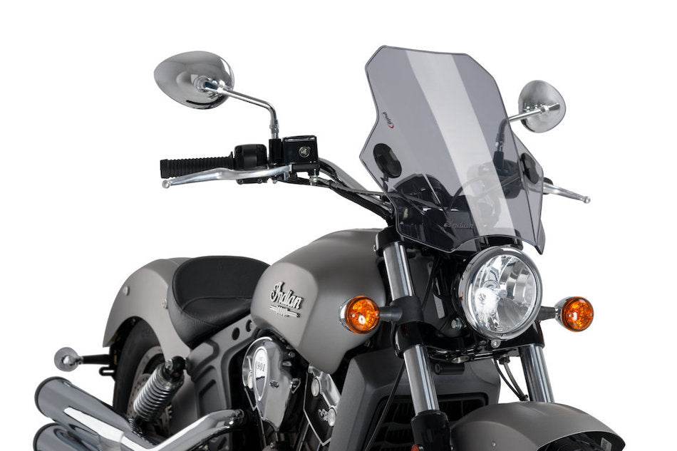 PUIG Windshield Bat Universal Screen- Indian Scout / Bobber 2015-25 - Motorcycle Performance Store
