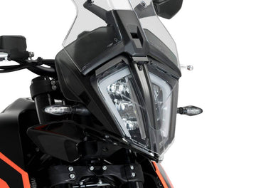 Puig headlight protector KTM 890 Adventure R 2021-2022 clear PMMA headlight guard with black brackets_1
