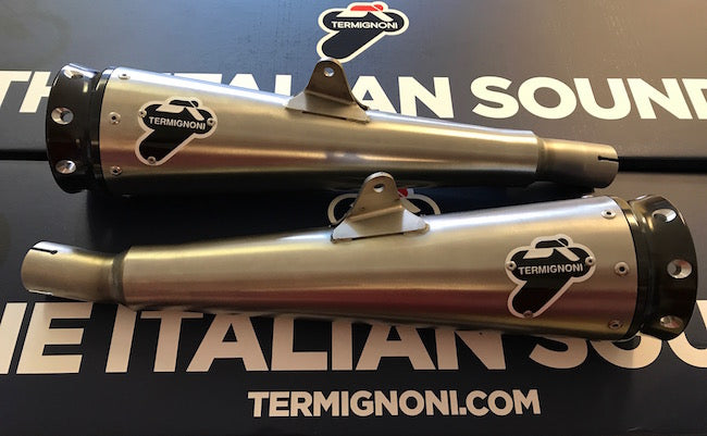 Termignoni  Conical Slip on Silencers - Triumph Thruxton 1200 R / RS 2016-21 - Motorcycle Performance Store 