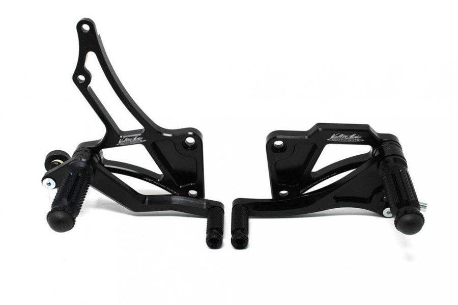 Valter Moto Black Fixed Rearsets Suzuki GSXR600 2004-05 - Motorcycle Performance Store