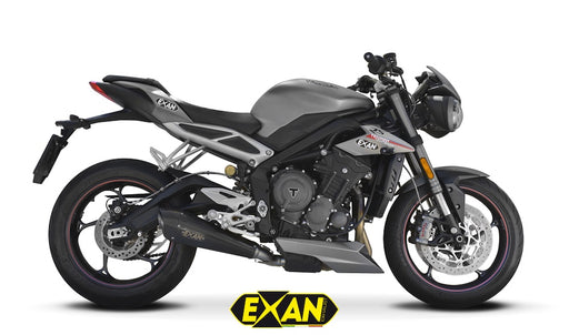 EXAN X-BLACK Conical Silencer - TRIUMPH STREET TRIPLE 765 R / RS 2017-20 - Motorcycle Performance Store 